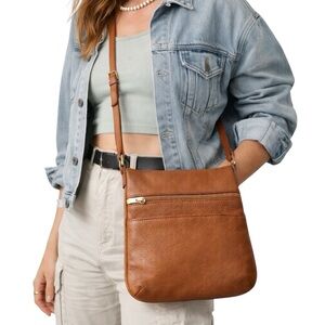 SUSU Cognac Pebbled Leather
Crossbody Organizer Bag
Everyday Purse